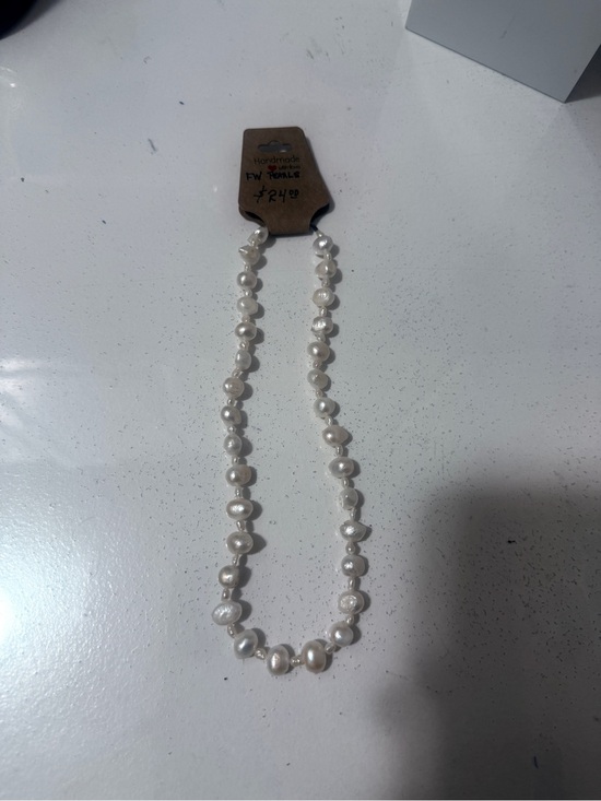 FW pearl Jewelry - Freshwater pearl necklace, baroque pearl strand Pearl Beaded- White